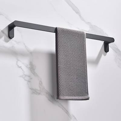 Полотенцедержатель Raglo R300.01.06, одинарный, 600 мм настенный, неповоротный, нержавеющая сталь, для полотенец в ванную/туалет/душевую кабину, цвет черный