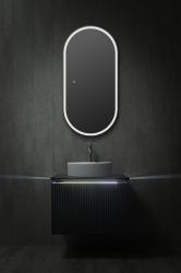 Зеркальный шкаф Silver Мirrors Soho-7, 50х100 см, навесной, цвет белый, зеркало с подсветкой LED/ЛЭД, сенсорный выключатель с функцией диммера, Bluetooth, с 1 распашной дверцей/одностворчатый