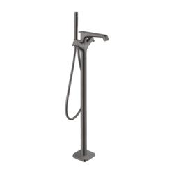 Смеситель для ванны Axor Citterio E термостатический, напольный, неповоротный, латунный, длина излива 19 см, цвет шлифованный черный хром, с душевым шлангом/держателем/лейкой