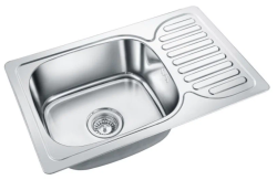 Мойка EMAR 66х42 см, врезная, из нержавеющей стали, прямоугольная, цвет глянцевая, без отверстия под смеситель, слив-перелив, с крылом, оборачиваемая