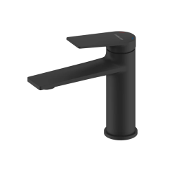 Смеситель для раковины Milardo Azure однорычажный, излив неповоротный, длина 115,5 мм, керамический, латунь, цвет черный матовый