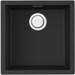 Мойка кухонная Omoikiri Yamakawa 45-U/I-GB, 45,6х45,6 см, врезная, из искусственного гранита (Artceramic), квадратная, цвет графит, без отверстия под смеситель, без крыла, слив-перелив, врезная под столещницу, для кухни