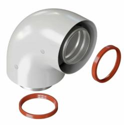 Отвод дымохода коаксиальный Okseler D 60/100 стартовый 90° универсальный, (без комплектующих)