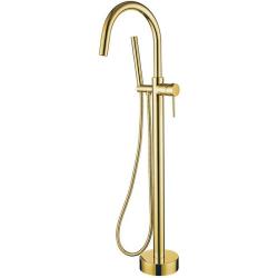 Смеситель для ванны/душа Boheme Uno, однорычажный, напольный, керамический, неповоротный, длина излива 261 мм, латунь, цвет золото