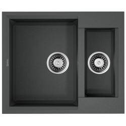 Мойка кухонная Omoikiri Sakaime 60-2-PL, две чаши, 50х60 см, врезная, из искусственного гранита (Tetogranit), прямоугольная, цвет платина, без отверстия под смеситель, без крыла, слив-перелив, врезная в столещницу, для кухни