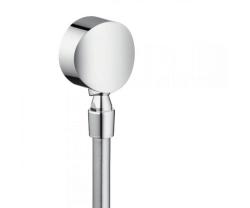 Шланговое подсоединение Hansgrohe FixFit S размер 6х6 см, цвет хром, круглое, латунное/пластиковое, с клапаном обратного тока, с шарнирным соединением, подключение для душевого шланга