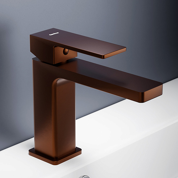 Смеситель для раковины/умывальника Damixa Gala, однорычажный, неповоротный, керамический, длина излива 125 мм, латунь, цвет розовое золото