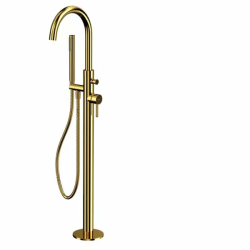 Смеситель для ванны/душа Whitecross Y, однорычажный, напольный, неповоротный, латунь, длина излива: 240 мм, керамический, цвет золото