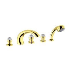 Смеситель для ванны/душа Migliore Axo, на борт ванны, двухвентильный, неповоротный, длина 150 мм, керамический, латунь, цвет золото