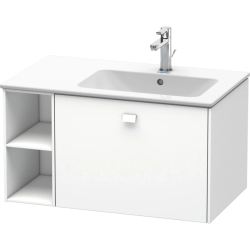 Тумба под раковину Duravit Brioso, 82х47,9х44,2 см, подвесная, 1 выдвижной ящик, с открытой полкой справа, ДСП, цвет: белый матовый, шкафчик навесной, механизм доводчика, прямоугольная, правая, в ванную комнату