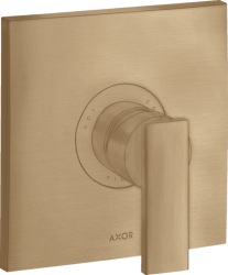 Смеситель для душа Axor Citterio, однорычажный, с рычаговой рукояткой, скрытого монтажа, керамический, настенный/встраиваемый, без излива, без шланга/лейки, квадратный, латунь, цвет шлифованная бронза, для душа/ванной