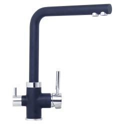 Смеситель для кухни/мойки TopZero 3в1, цвет Cosmos, L образный, однорычажный, с высоким/низким изливом, высота излива 327 см, из латуни, гранит