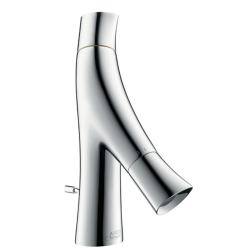 Смеситель для раковины Axor Starck Organic 80, двухвентильный, фиксированный излив, длина излива 11,6 см, керамический, латунь, цвет: полированный никель, с незапираемым сливным набором