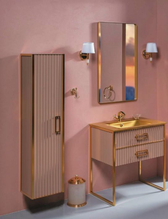 Шкаф-пенал Armadi Art Monaco, 170х35х30 см, навесной, цвет капучино/хром, с распашной дверцей/одностворчатый, со стеклянными полками из тонированного стекла, шкаф/шкафчик подвесной, прямоугольный