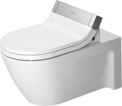 Унитаз Duravit Starck 2 WonderGliss 37,5х62 см, подвесной, цвет белый, санфарфор, овальный, горизонтальный (прямой) выпуск, под скрытый бачок/инсталляцию, ободковый, для сиденья с душем SensoWash, антигрязевое покрытие, для туалета/ванной комнаты