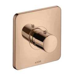 Смеситель для душа Axor Citterio M, термостатический, скрытого монтажа, настенный, без излива/шланга/лейки, квадратный, латунный, цвет полированное красное золото, с термостатом, встроенный/встраиваемый/термостатный