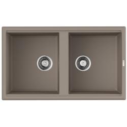 Мойка кухонная Omoikiri Tedori 86-2-SA, две чаши, 51х86 см, врезная, из искусственного гранита (Tetogranit), прямоугольная, цвет бежевый, без отверстия под смеситель, без крыла, слив-перелив, врезная в столещницу, для кухни