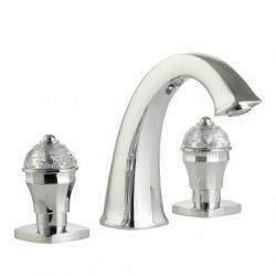 Смеситель для раковины Migliore Korona, двухвентильный, излив короткий, неповоротный, длина 140 мм, керамический, латунь, цвет хром