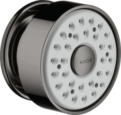 Форсунка душевая Axor 1jet боковая, настенного монтажа, круглая, с 1 режимом, размер 6,5 см, металлическая, цвет полированный черный хром, в стену, для душа/ванной/душевой кабины