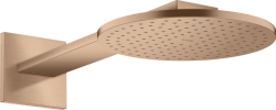 Верхний душ AXOR ShowerSolutions 300 1jet, с держателем, настенный монтаж, круглый, с 1 режимом, размер 30 см, металлический, цвет: шлифованное красное золото, для душа/ванной