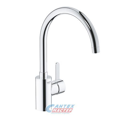 Смеситель для кухни/мойки Grohe Eurosmart Cosmopolitan однорычажный, керамический, с поворотным изливом, длина 223 мм, латунь, цвет хром, кухонный, хромированный, вертикальный, однорукий, одноручный, однозахватный, одноручковые, кран, комплект