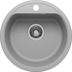 Мойка кухонная Polygran QuartzBond, 48х48 см, врезная, искусственный камень, круглая, цвет платина, с отверстием под смеситель, слив-перелив, врезная в столещницу