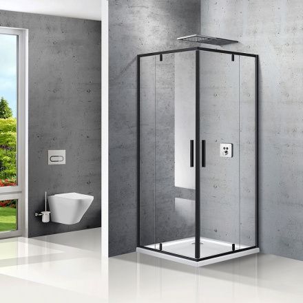Душевое ограждение Vincea Slim  90х90х195 см, прозрачное стекло, профиль черный, левое/правое, квадратное/угловое, две двери распашные