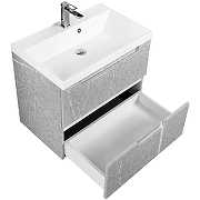 Тумба под раковину BelBagno Vittoria 80, 80х45х62 см, подвесная, 2 выкатных ящика, МДФ, цвет: белый торос, шкафчик навесной, механизм доводчика, прямоугольная