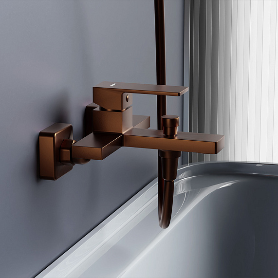 Смеситель для ванны/душа Damixa Gala, настенный, однорычажный, неповоротный, керамический, длина излива 178 мм, латунь, цвет розовое золото