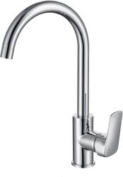 Смеситель для кухни/мойки Aquatek Вега однорычажный, поворотный, латунный, длина излива 184 мм, цвет хром