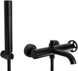 Смеситель для ванны/душа REA VERTIGO настенный, однорычажный, неповоротный, длина излива 190 мм, латунь, цвет черный матовый