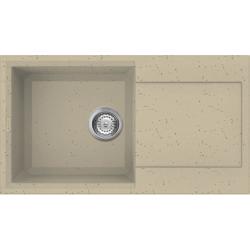 Мойка кухонная Omoikiri Sakaime 78-CH, 43,5х78 см, врезная, из искусственного гранита (Tetogranit), прямоугольная, цвет шампань, без отверстия под смеситель, с крылом, оборачиваемая, слив-перелив, врезная в столещницу, для кухни