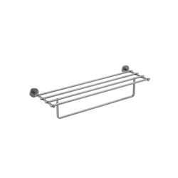 Полка Aquatek Бетта с полотенцедержателем, 600х210 мм настенная, цвет оружейная сталь, нержавеющая сталь/латунь, прямоугольная, подвесная, для душа/ванной