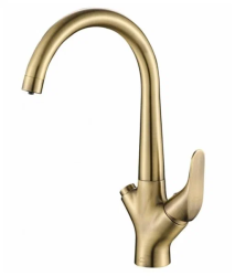 Смеситель для кухни/мойки ZorG Steel Hammer 815, под фильтр, однорычажный, поворотный, керамический картридж, длина излива 220 мм, латунь, цвет бронза