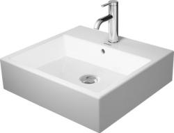 Раковина DURAVIT Vero Air WonderGliss 50х47х16,5 см, подвесная, прямоугольная, санфарфор, цвет белый, 1 отверстие под смеситель, антигрязевое покрытие, без перелива