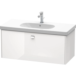 Тумба под раковину Duravit Brioso, 102х47,9х45 см, подвесная, 1 выдвижной ящик, ДСП, цвет: белый глянец/хром, шкафчик навесной, механизм доводчика, прямоугольная, правая/левая, в ванную комнату