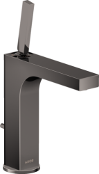 Смеситель для раковины/умывальника Axor Citterio 160, однорычажный, с тонкой рукояткой, фиксированный излив, длина излива 14,1 см, керамический, латунь, цвет полированный черный хром, со сливным гарнитуром