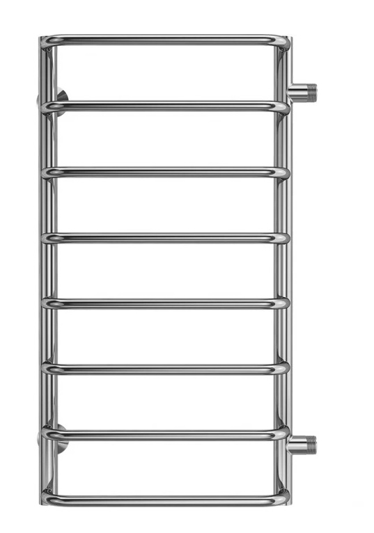 Полотенцесушитель водяной из нержавеющей стали с боковым подключением с полкой