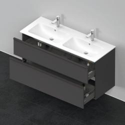 Тумба под раковину Duravit D-Neo, 128х46,2х62,5 см, подвесная, 2 выдвижных ящика, ДСП, цвет: графит матовый, шкафчик навесной, прямоугольная, правая/левая, в ванную комнату