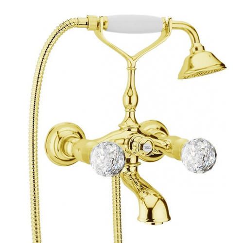 Смеситель для ванны/душа Webert Karenina двухвентильный, настенный, излив 170 мм, неповоротный, латунь, цвет золото