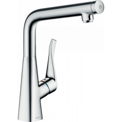Смеситель для кухни/мойки Hansgrohe Metris M71 320, однорычажный, поворотный, керамический, с высоким L-образным изливом, высота излива 30,7 см, латунь, покрытие хром, цвет хром
