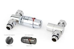 Автоматический терморегулятор Сунержа прямой G 1/2" НР х G 3/4" набор, цвет чёрный хром