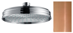 Верхний душ AXOR Montreux Classic 180 1jet, ½’, настенный/потолочный монтаж, круглый, с 1 режимом, размер 18 см, металлический, цвет: полированная медь, для душа/ванной