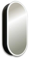 Зеркальный шкаф Silver Мirrors Soho, 50х100 см, навесной, цвет черный, зеркало с подсветкой LED/ЛЭД, сенсорный выключатель с функцией диммера, с 1 распашной дверцей/одностворчатый