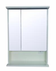 Зеркальный шкаф Loranto Арфа 60, 60х83,5 см, подвесной, цвет белый, зеркало, с подсветкой LED/ЛЭД, с 2 распашными дверцами/двустворчатый, полка, механизм доводчика, прямоугольный