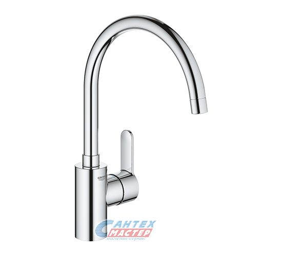 Смеситель для кухни/мойки Grohe Eurostyle Cosmopolitan однорычажный, керамический, с поворотным изливом, длина 224 мм, латунь, цвет хром, кухонный, хромированный, вертикальный, однорукий, одноручный, однозахватный, одноручковые, кран, комплект