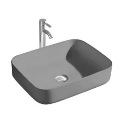 Раковина/умывальник Aquatek Вега, 50х39 см, накладная, прямоугольная, санфарфор, цвет серый матовый, без отверстия под смеситель, без слив-перелива, умывальник