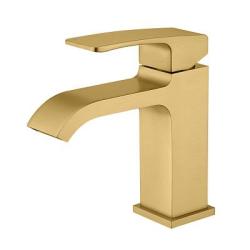 Смеситель для раковины/умывальника Raglo R02.10.03 однорычажный, неповоротный, фиксированный, излив длина 140 мм высота 105 мм латунь, цвет сатин золотой