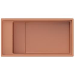 Мойка кухонная Omoikiri Kinaru 86-U/I PRO, 46х86 см, врезная, из керамики (Artceramic), прямоугольная, цвет каньон, без отверстия под смеситель, без крыла, слив-перелив, врезная в столещницу, для кухни