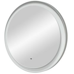 Зеркало Континент "Planet white Led", 80х80 см, с LED/ЛЕД-подсветкой, цвет рамы: белый, круглое, выключатель бесконтактный, для ванны, навесное/подвесное/настенное